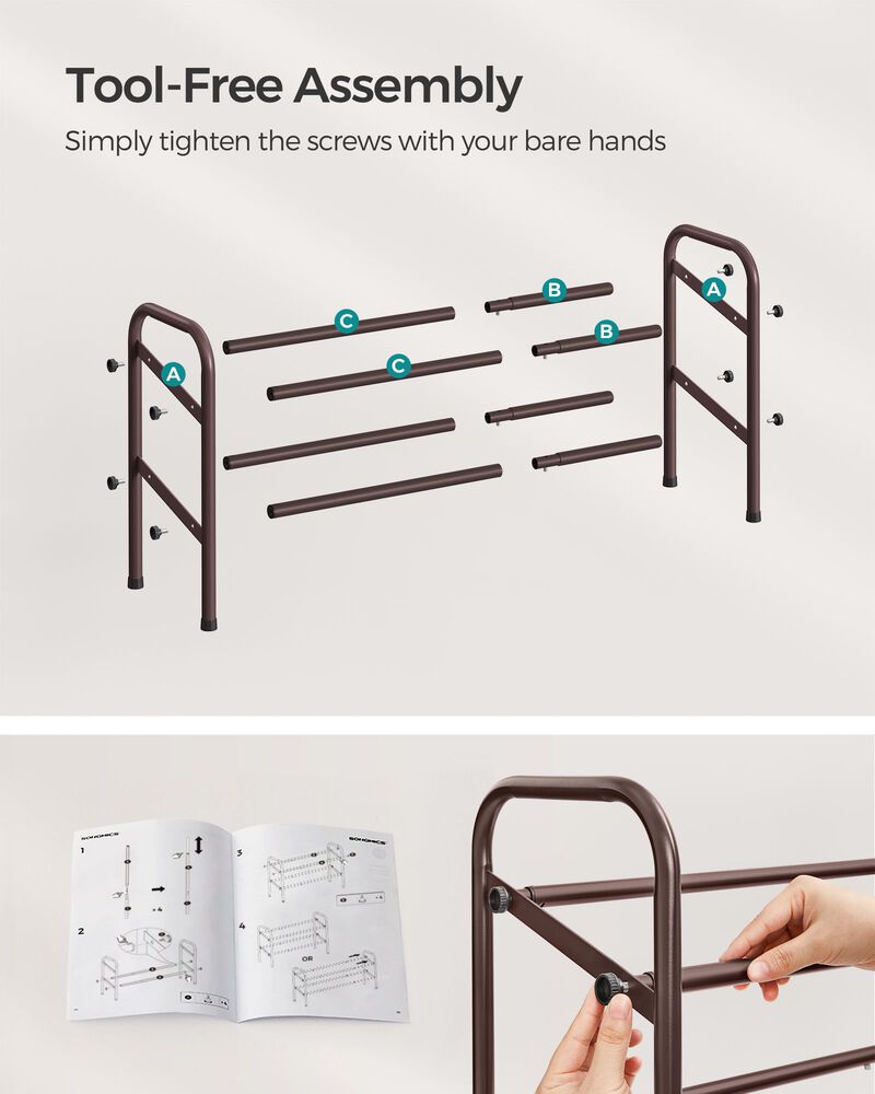 2-Tier Durable Metal Shoe Rack Organizer with Space-Saving Design for Shoes and Storage