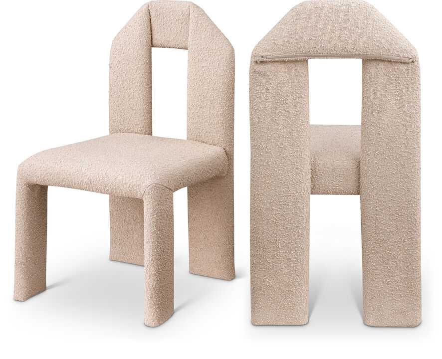 Meridian Furniture Bennett Beige Boucle Fabric Dining Chair, Set of 2