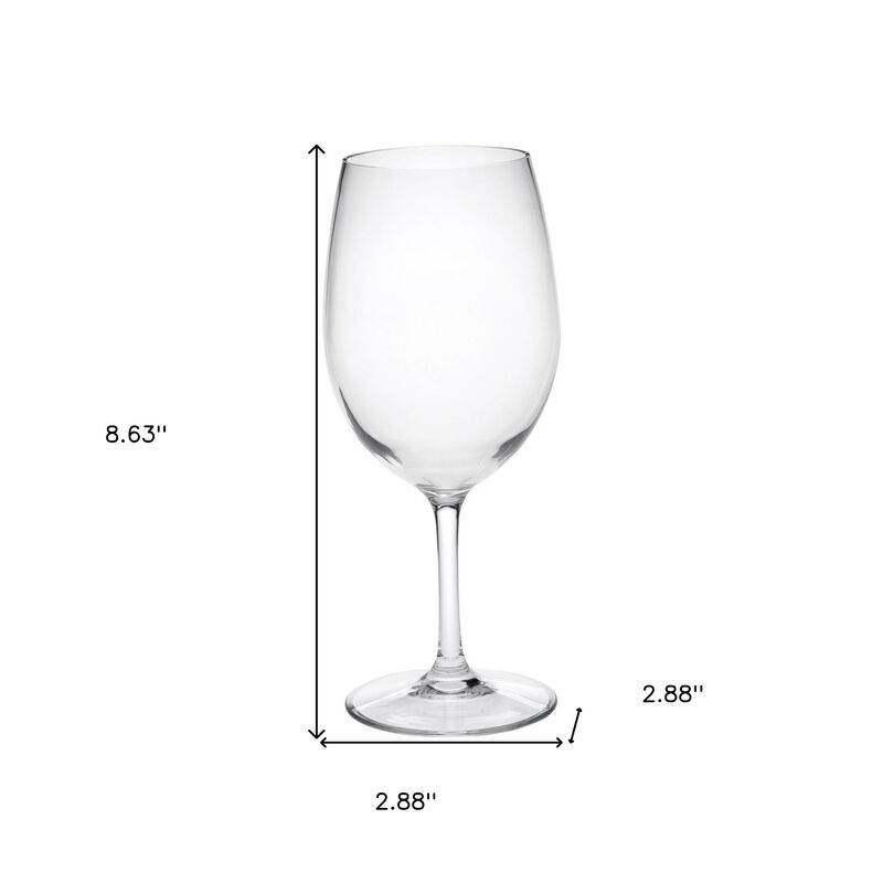 HomeRoots Set of Four Clear Tritan Plastic Stemmed All Purpose Wine Glass image number 4