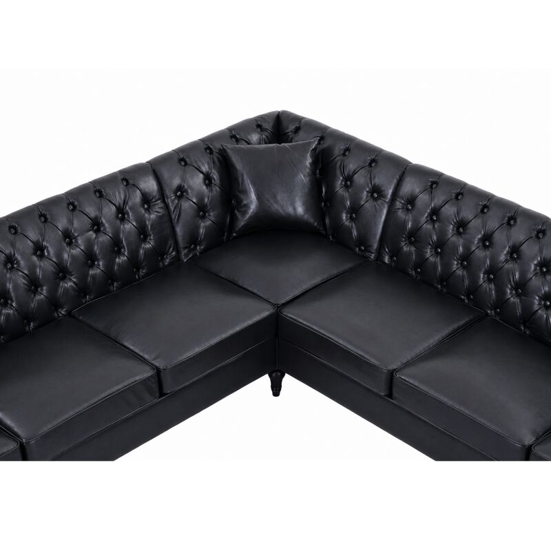 Welknu PU Leather L‑Shaped Sectional Sofa image number 7