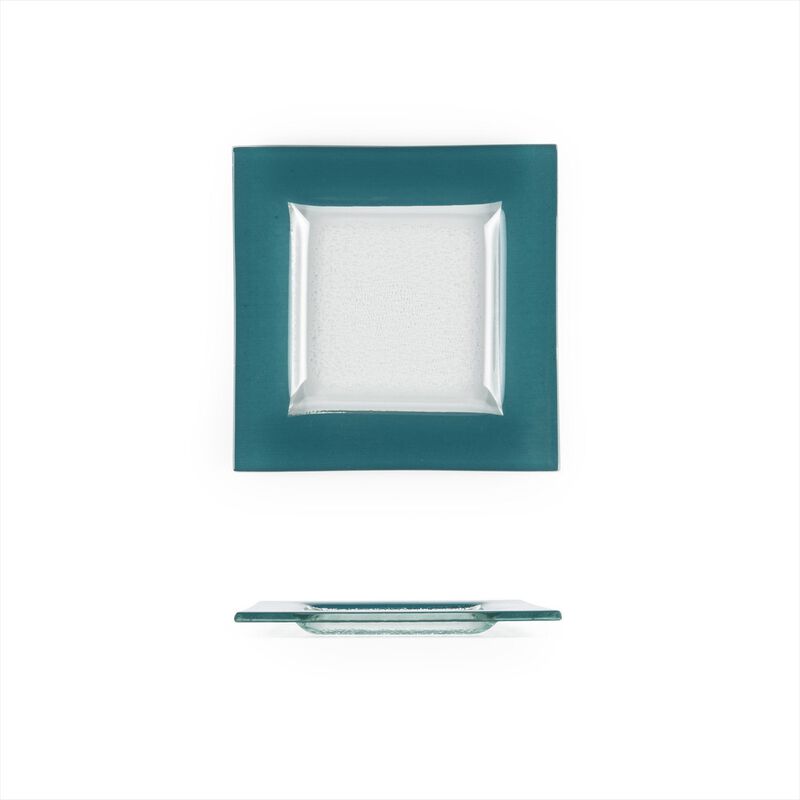 Turgla Fusion Glass 6" x 6" Square Blue Glass Plate (Set of 4) image number 4