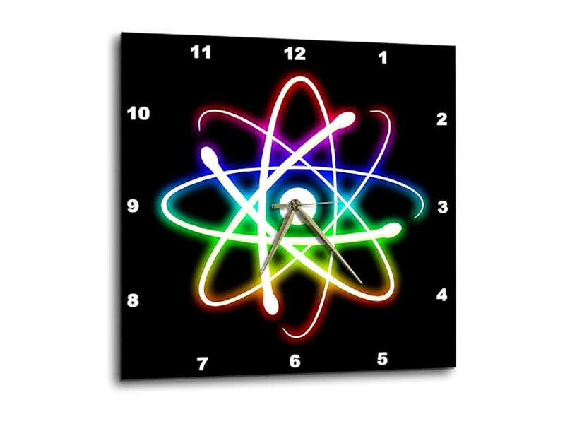 Atom Symbol Glowing Black Bacground Wall Clock 10 Inch Home Decor image number 0