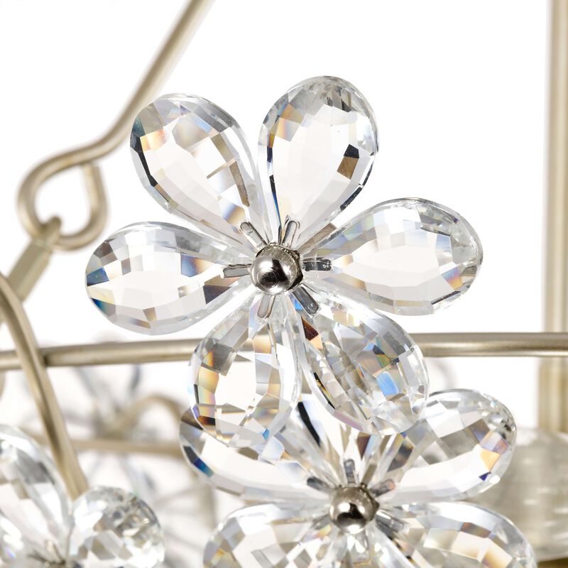 Daria Glam Brushed Silver-ish Champagne 3-Light Daisy Crystal Glass Flower Chandelier image number 6