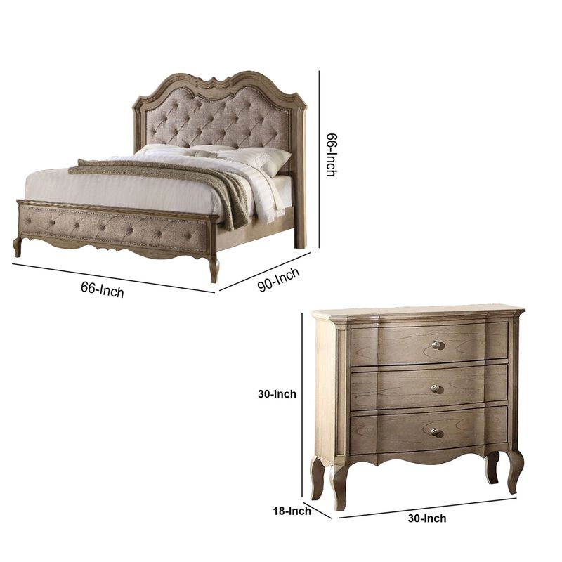 Queen Size Bedroom Set, Brown Finish, Storage Bed with Drawers, 3-Piece Set with Bed and Two Nightstands image number 7