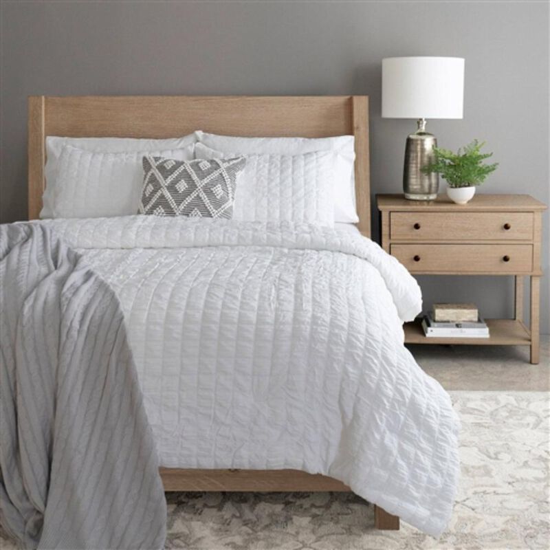 Hivvago King Size Crinkled Textured 3 Piece Comforter Set White