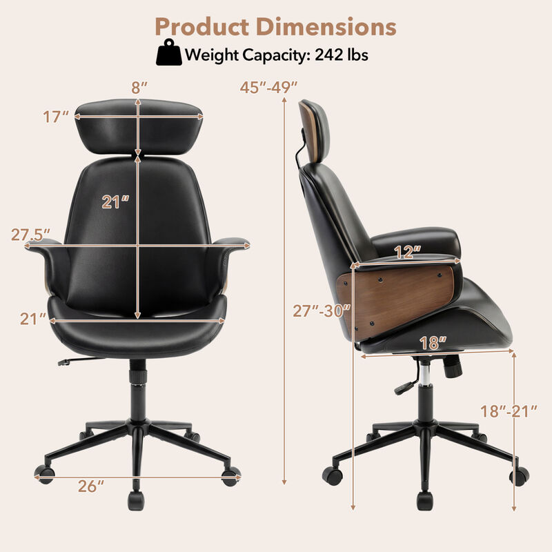 Ergonomic Office Chair with Headrest and Adjustable Height for Home Office image number 2