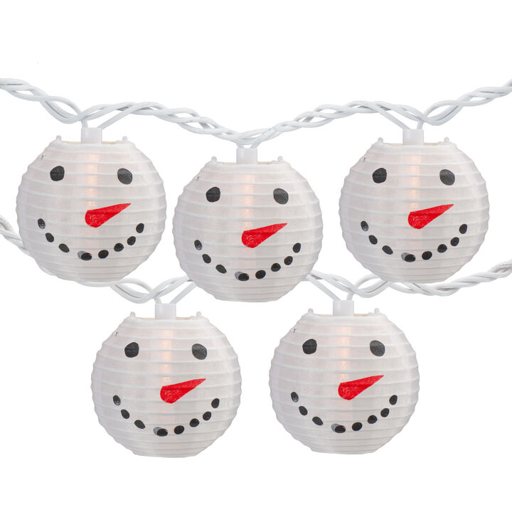 10-Count White Snowman Paper Lantern Christmas Lights  8.5ft White Wire