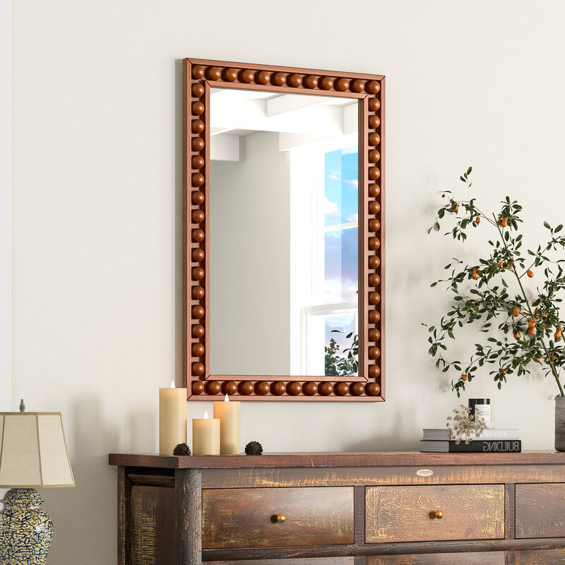 Rustic Wall Mirror with Solid Wood Frame for Living Room  Bedroom
