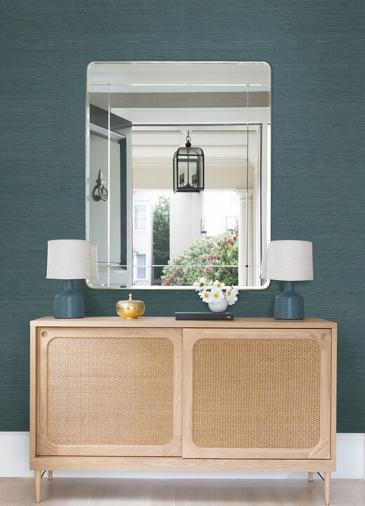 Aiko Blue Sisal Grasscloth Wallpaper