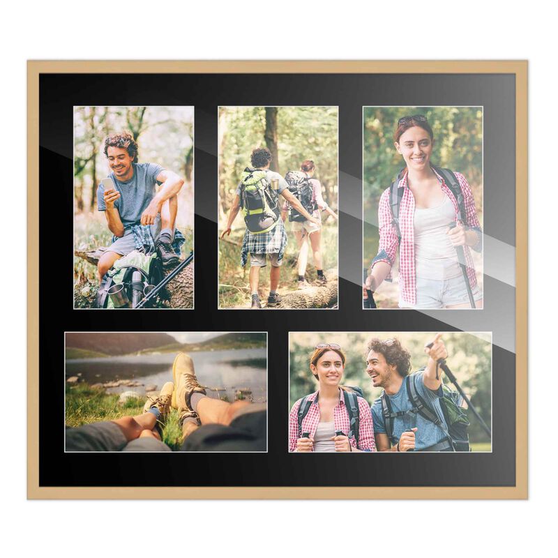12x14 Wood Collage Frame with a Black Mat for 4x6 Pictures