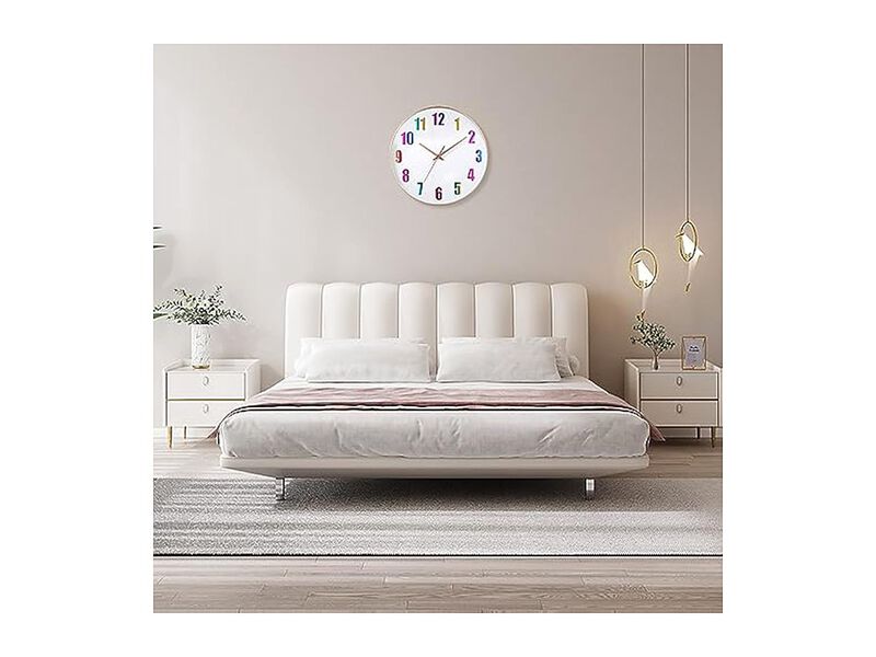 White Wall Clock 12 Inch Silent Modern Battery Operated Living Room Decor image number 3