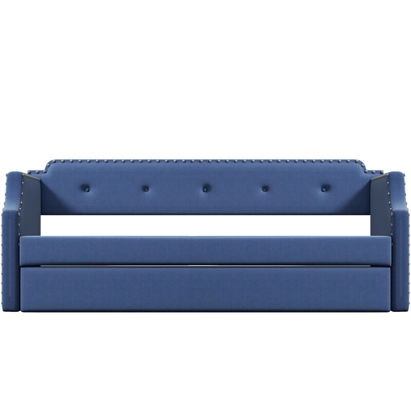 Whisen Twin Size Upholstered Daybed, Sofa Bed with Trundle and Padded Back image number 5