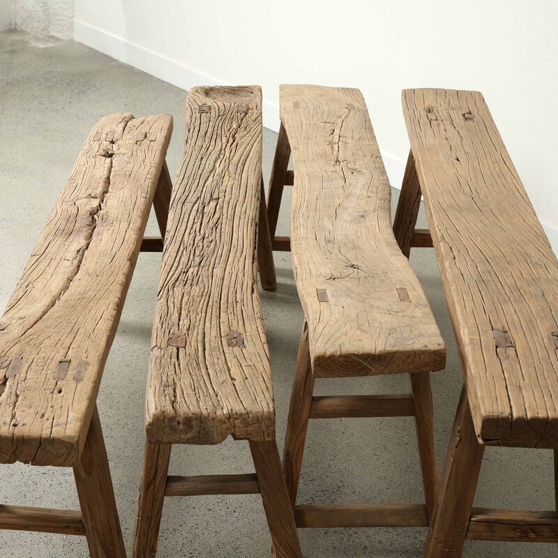 Vintage Reclaimed Wood Accent Bench in Natural image number 4