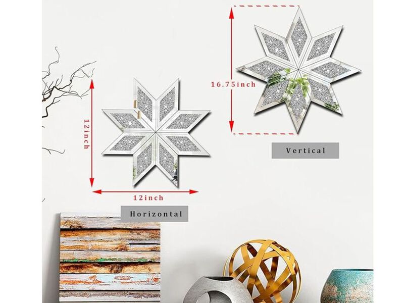 2-Piece Silver Crushed Diamond Mirror Set &ndash; 12" Wall Decor Panels