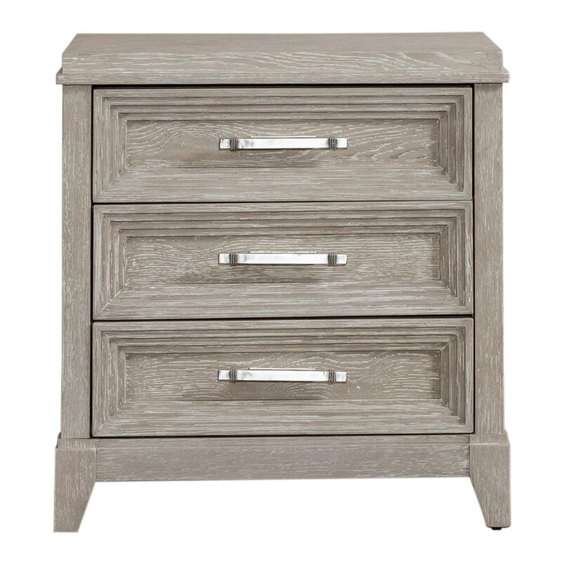 Liberty Furniture Belmar 3 Drawer Night Stand in Washed Taupe image number 0