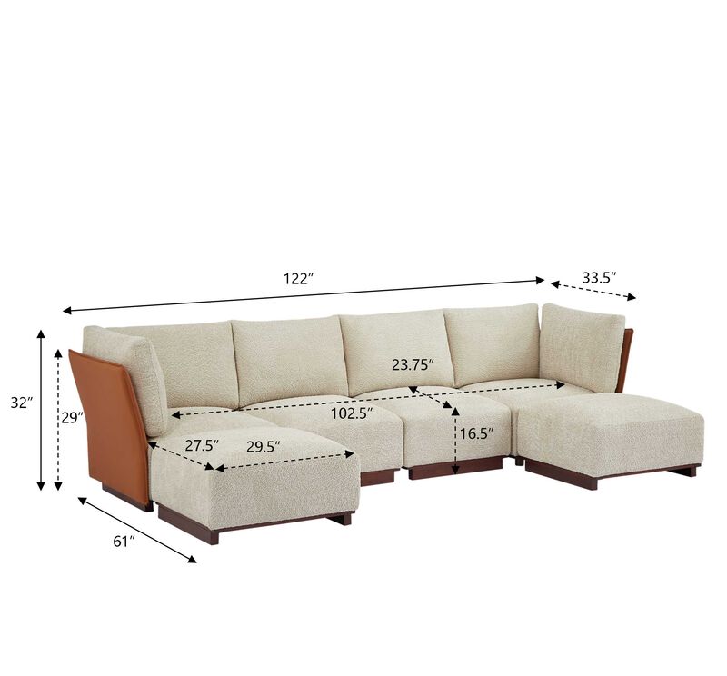 Snoxdo U Shaped Boucle Sectional Sofa image number 9
