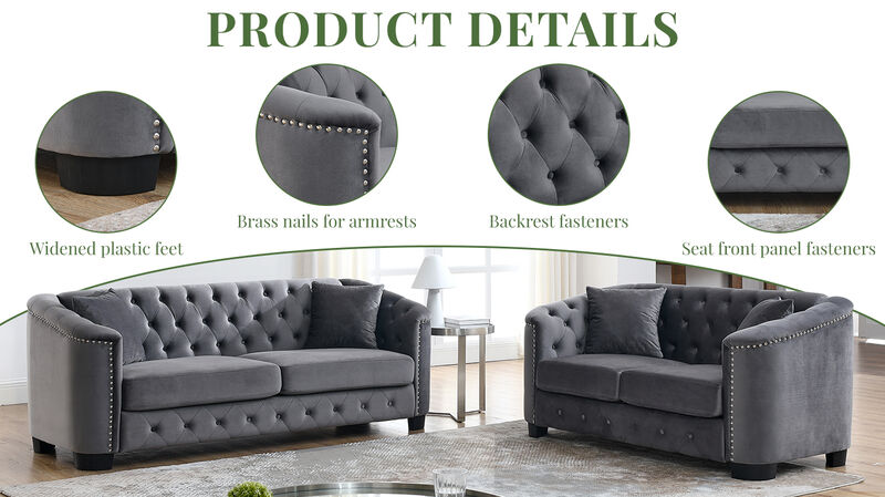 Nudmel Velvet Chelsfield Sofa Set image number 3