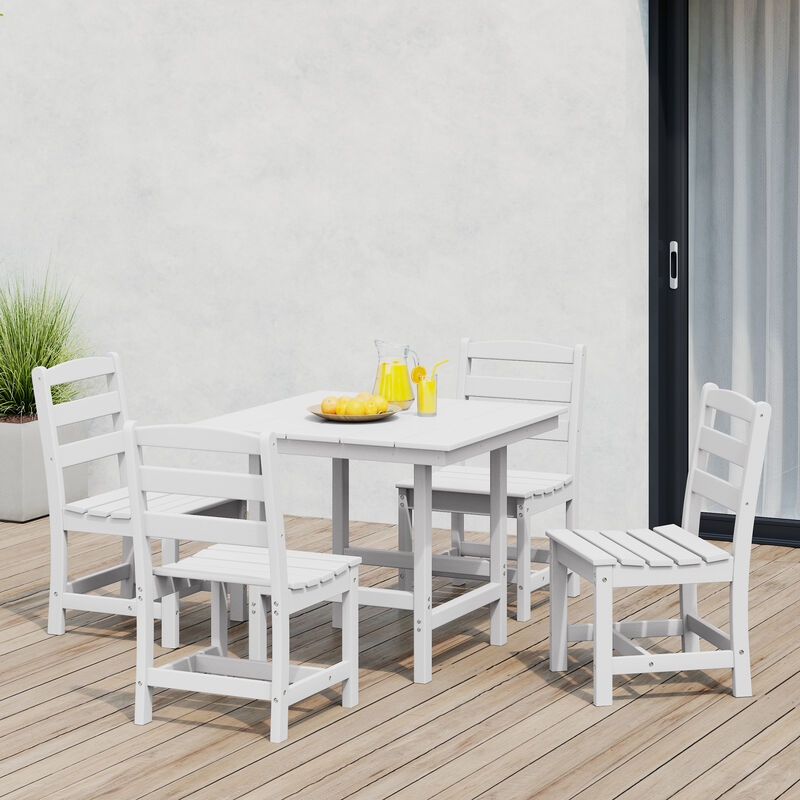 WestinTrends 5-Piece HDPE Outdoor Square Patio Dining Table Set with Armless Side Chairs image number 1
