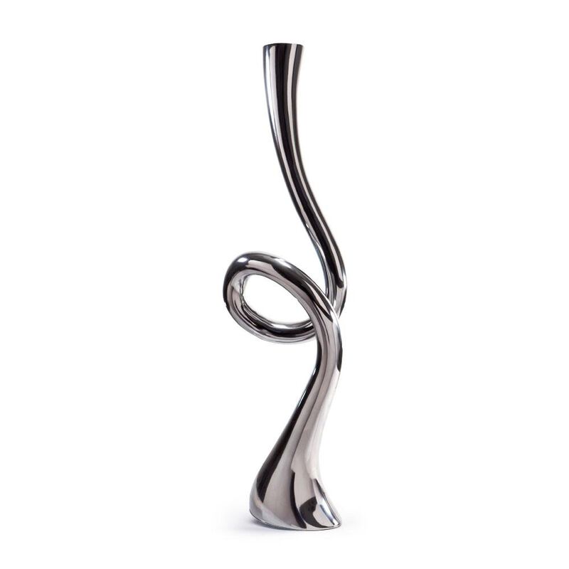 Hivvago 39 Inch Silver Trumpet Aluminum Floor Vase