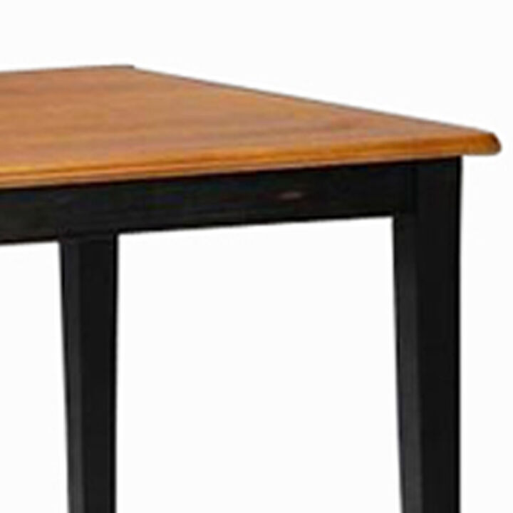 Nova 60 Inch Rectangular Dining Table, Tapered Legs, Rich Oak Brown and Black-Benzara