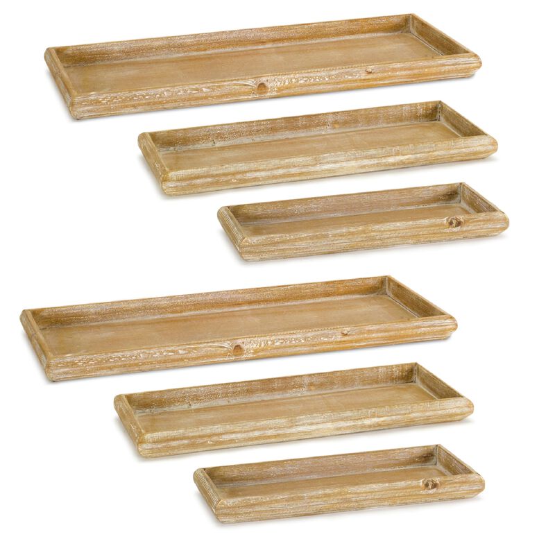Wooden Tray Set of 6 for Decorative and Functional Use