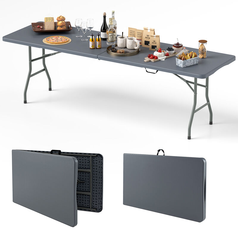 Portable Folding Table 350 LBS Fold-in-Half Table with HDPE Tabletop
