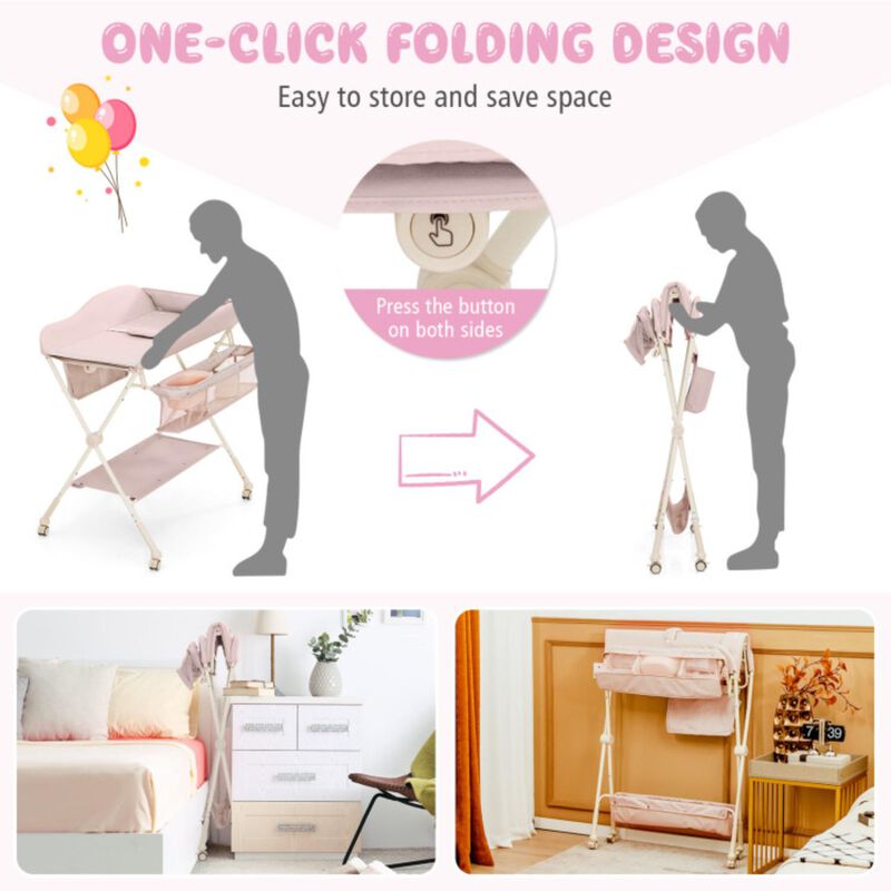 Hivvago Baby Diaper Changing Table with Water Basin Wheel