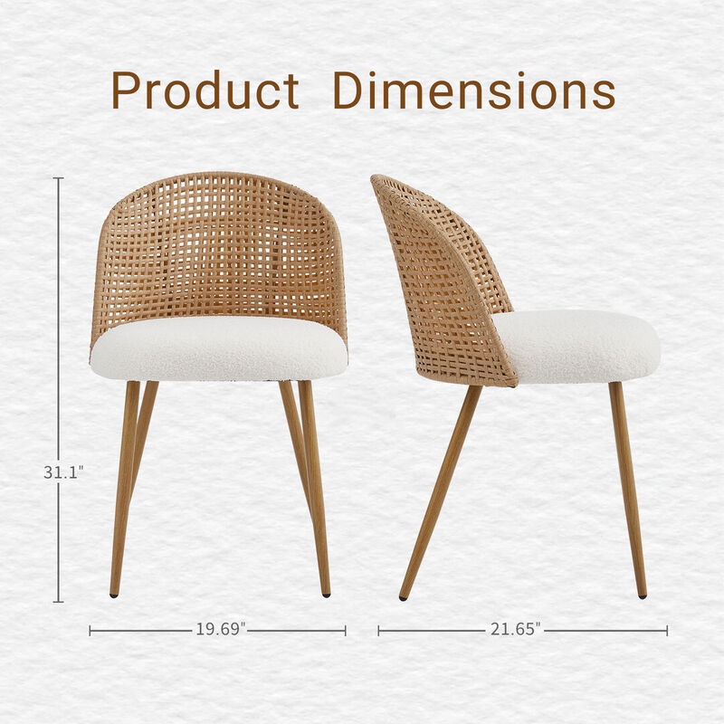 Modern Farmhouse Wicker Soft Dining Chairs Set of 4 image number 3