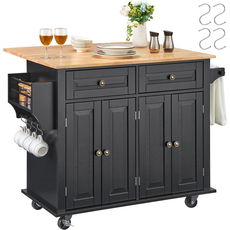 Kitchen Island Cart Rolling Storage Cabinet on Wheel with Drawer & Shelves