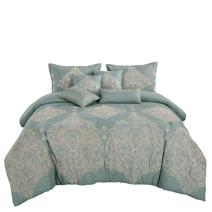 Lycoris 7 Piece Comforter Set; King Size