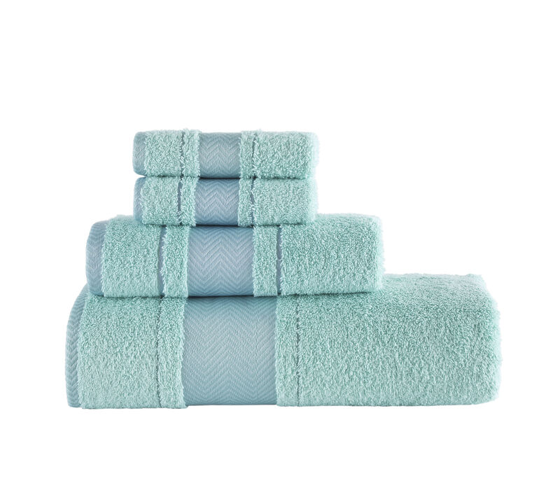 KAFTHAN Textile Fishbone Turkish Cotton Bath Towels (Set of 4)