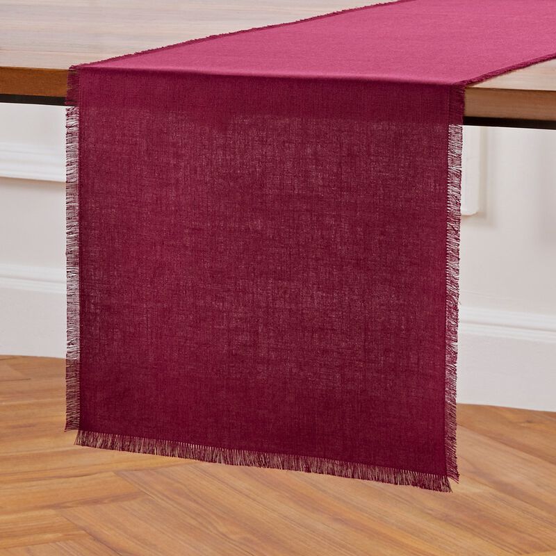 Solino Home Fringe 100% Linen Table Runner &ndash; Handcrafted, Machine Washable, Perfect for Holiday and Everyday Dining