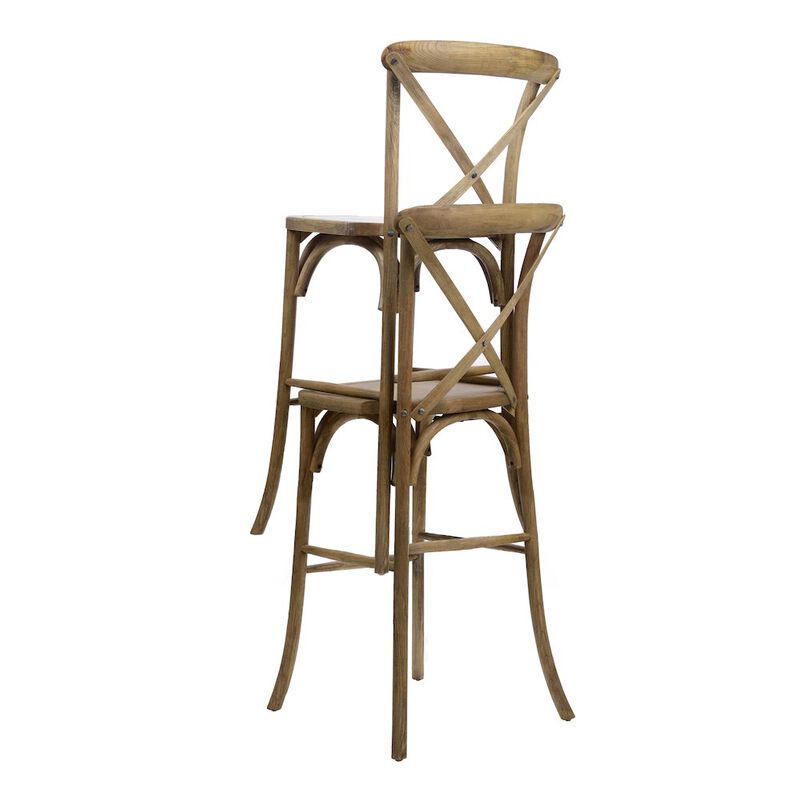 Commerical Seating Products Rustic Tinted Raw Crossback Bar Stool Chairs