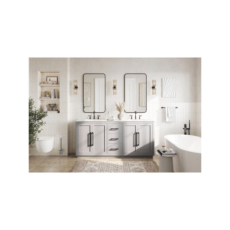 Elegant Kitchen and Bath 72 inch Double Bathroom Vanity in Grey