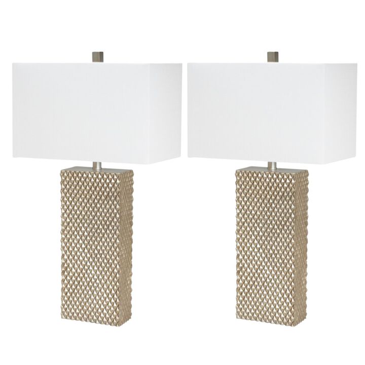 Lux Lighting Elanor 29 Diamond Gold Polyresin Table Lamp, (Set of 2)