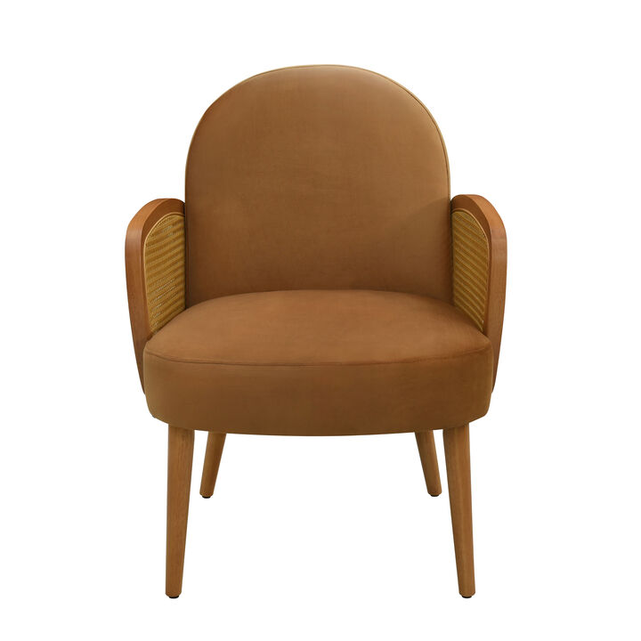 Merax Mid-century Accent Chair with Rattan Armrests