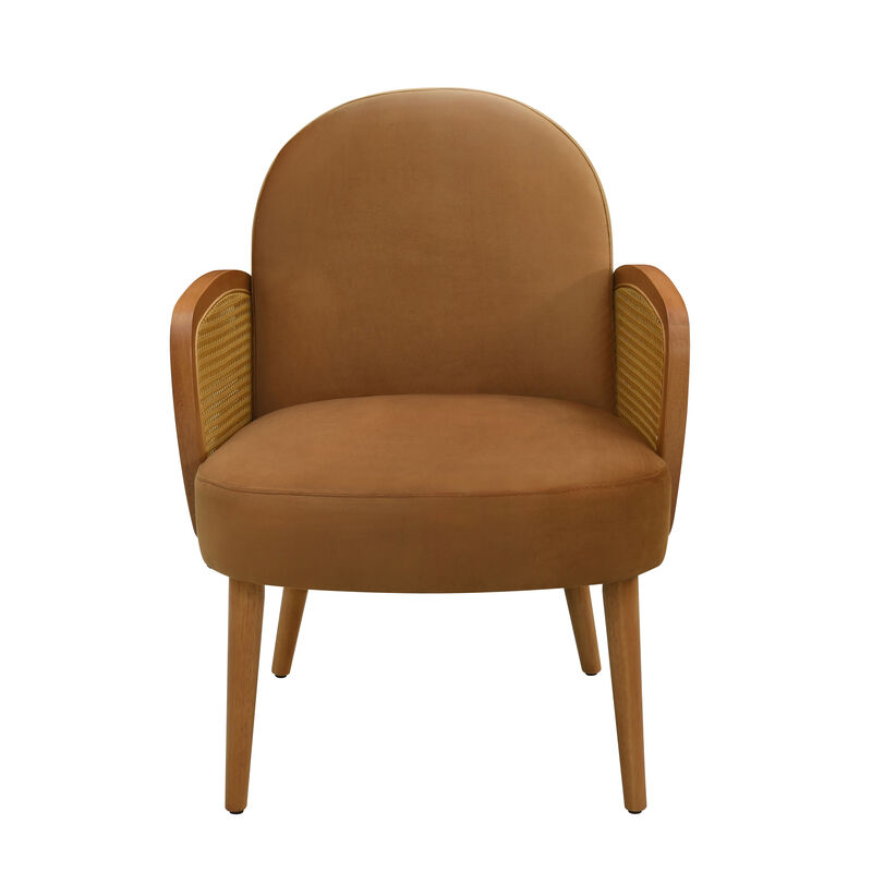 Merax Mid-century Accent Chair with Rattan Armrests