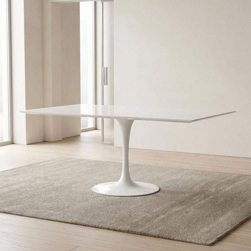 Wood Rectangle Dining Table with Sturdy Base and 60-Inch Length image number 5