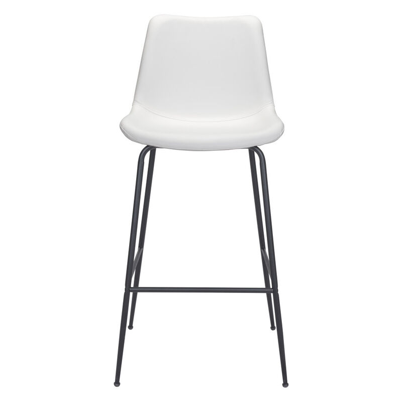 Hivvago 31 Inch White And Black Steel Low Back Bar Height Bar Chair