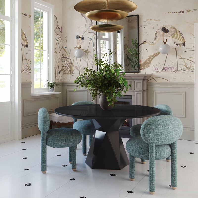 Casafoyer Manu Teal Nubby Performance Fabric Side Chair image number 1