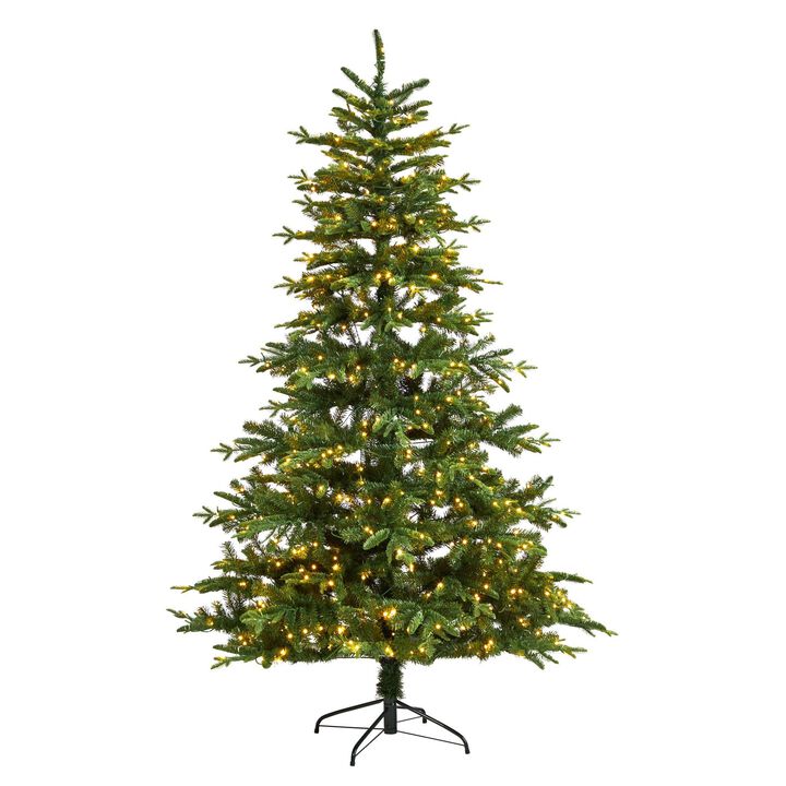 Nearly Natural 7-ft Montreal Spruce Artificial Christmas Tree with 650 Warm White LED Lights and 1575 Bendable Branches