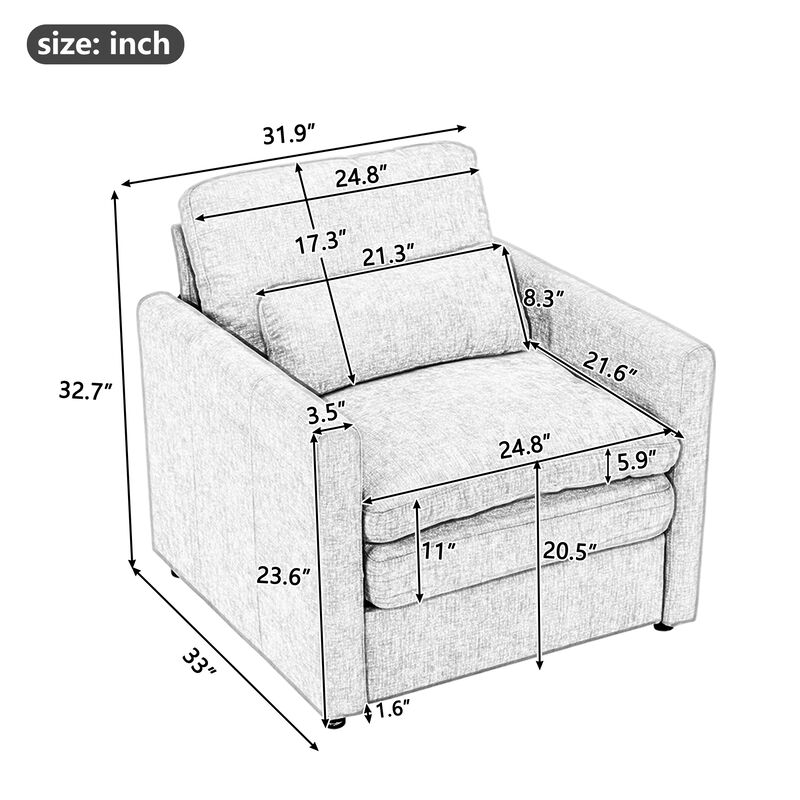 Merax Upholstered Armchair Single Sofa Chair