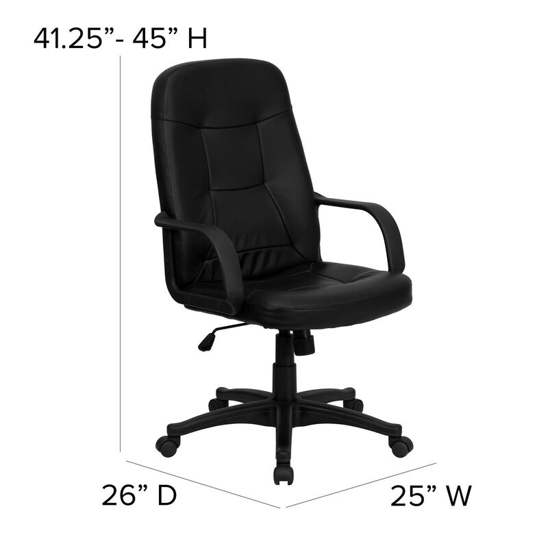 Holly High Back Black Glove Vinyl Executive Swivel Office Chair with Arms image number 9