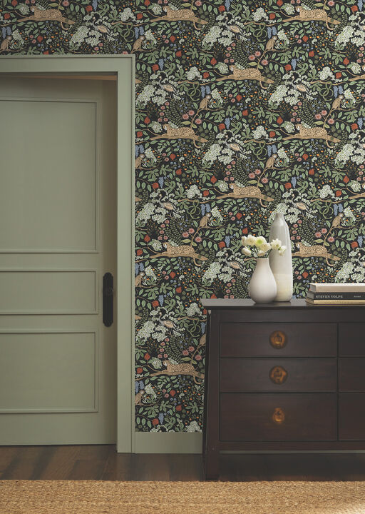 Safari Black Jungle Toile Premium Peel + Stick Wallpaper