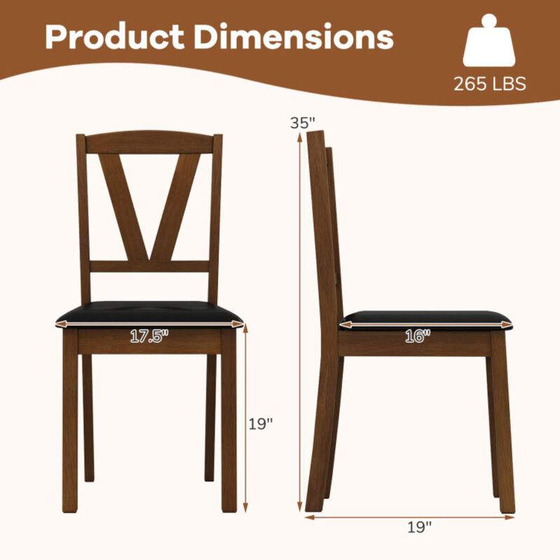 Hivvago Wooden Dining Chair Set of 2 with PU Leather Upholstered and Rubber Wood Frame