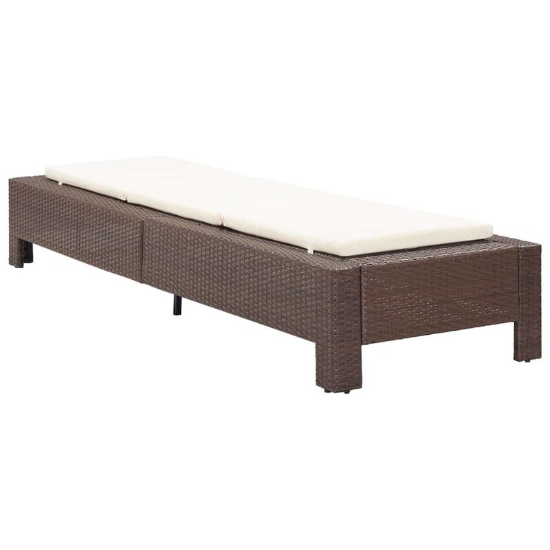 vidaXL Sunbed with Cushion Brown Poly Rattan, 46235