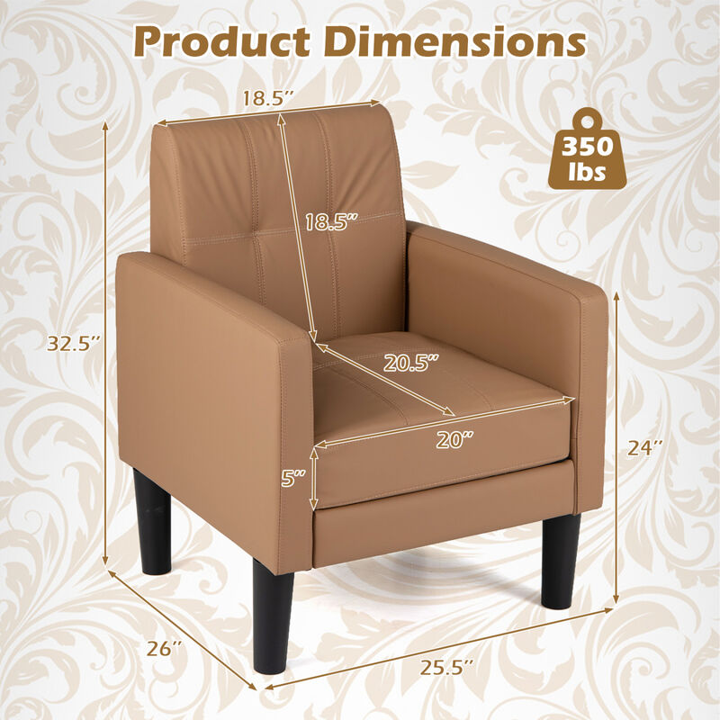 Set of 2 PU Leather Accent Chairs with Removable Cushions for Living Room image number 2