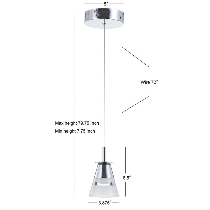 Alain 5" 1-Light Adjustable Metal Integrated LED Pendant