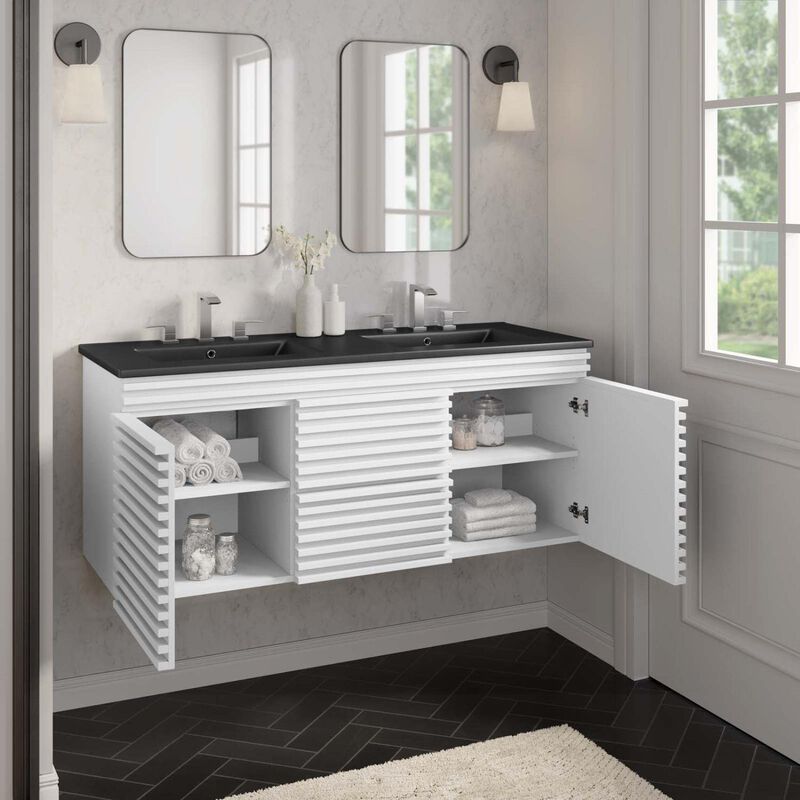 Render 48" Wall-Mount Bathroom Vanity Basin Included image number 2