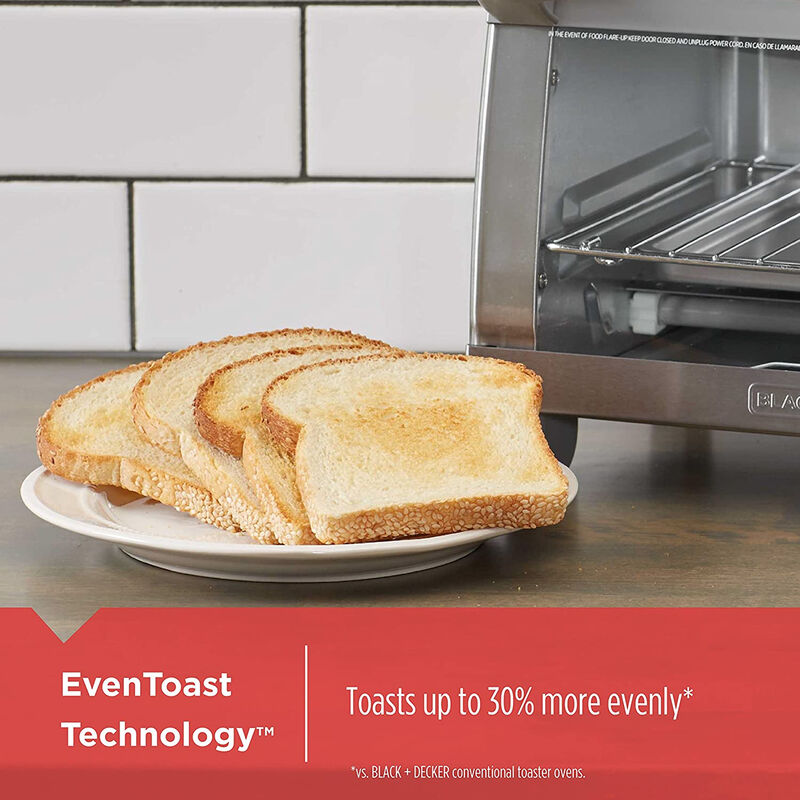 Black and Decker Natural Convection 4 Slice Toaster Oven in Stainless Steel image number 6